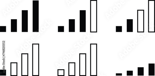 Cellular signal level mobile network strength icon set vector.