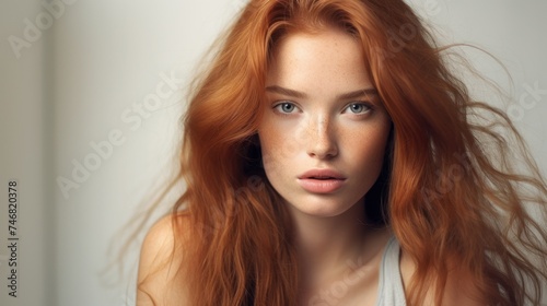 Woman with red hair Ai Generative