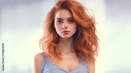 Woman with red hair Ai Generative