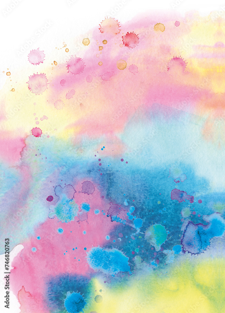 Background from Monotype paints and gradients with multi-colored blots abstract landscape isolated