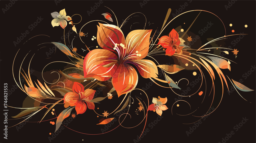 flowers decor isolated background illustration vector