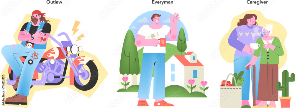 Personality Archetypes set. Vector illustration.