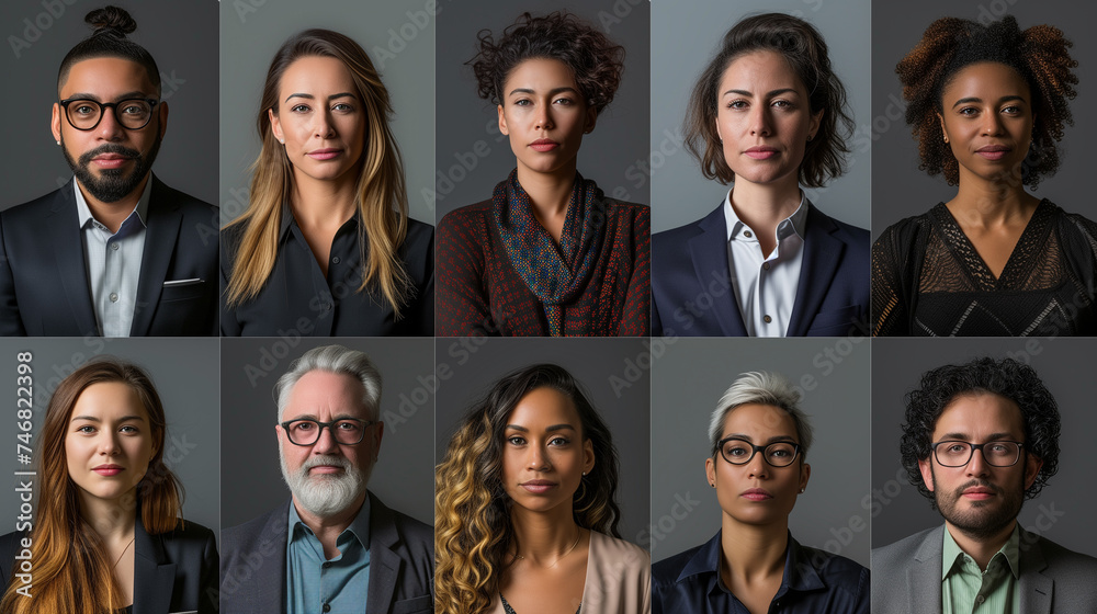 Grid of business people portraits. Grid of business people portraits.
