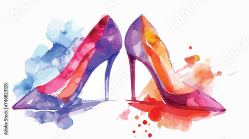 Stilettos watercolor clipart illustration with isolated photo