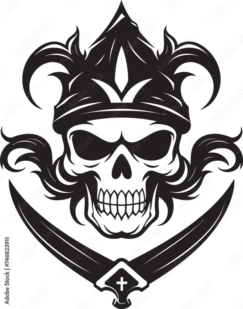 Skull Pierced by Dagger Iconic Emblem Rogue Pirate Insignia Buccaneers Blade