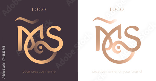 M and S letter logo design template. Initials M and S monogram icon. Creative letters MS for your logo. Vector eps 10 photo