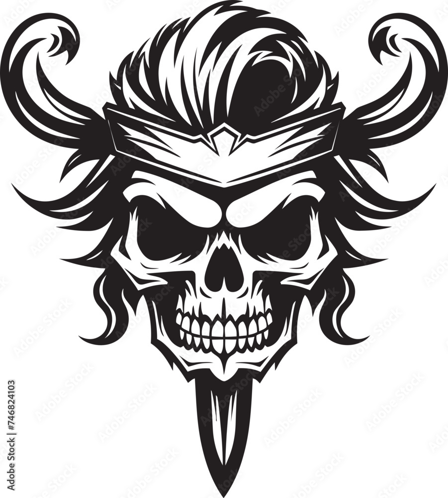 Pirate Captains Insignia Emblem of Rogues Dagger Piercing Skull Badge Jolly Roger Emblem