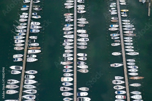 aerial view of the marina in the city of kerteminde, Denmark