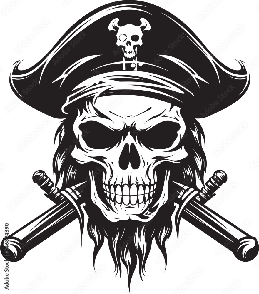 Pirate Captains Insignia Emblem of the High Seas Dagger Piercing Skull Symbol Iconic Pirate Mark