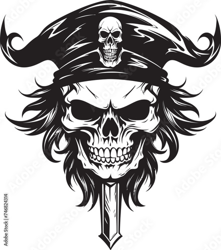 Dagger Piercing Skull Badge Iconic Pirate Symbol Swashbucklers Logo Skull and Dagger Insignia