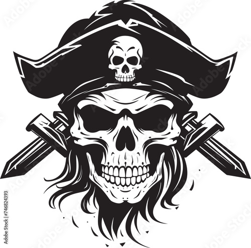 Dagger Piercing Skull Symbol Iconic Pirate Mark Swashbucklers Insignia Skull and Dagger Logo