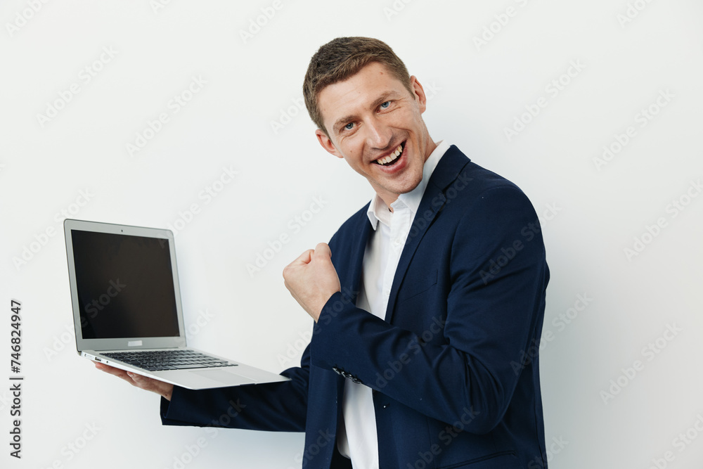Man sitting laptop person young adult happy office computer business businessman man working Man sitting laptop person young adult happy office computer business businessman man working