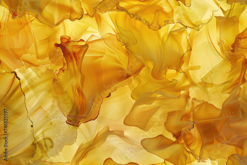 Beautiful alcohol ink style background in yellow. Template for invitation or creative backdrop  banner