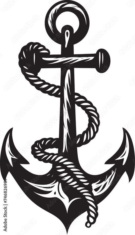 Oceanic Journey Logo Ship Anchor with Rope Vector Icon Vintage Seafaring Insignia Anchor Rope Vector Design Oceanic Journey Logo Ship Anchor with Rope Vector Icon Vintage Seafaring Insignia Anchor Rope Vector Design