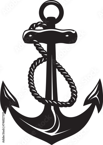 Seafaring Tradition Symbol Anchor and Rope Vector Emblem Oceanic Journey Logo Ship Anchor with Rope Vector Icon