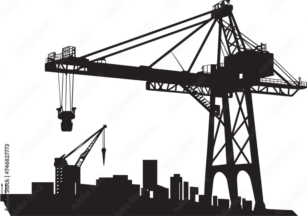 Marine Cargo Operations Symbol Crane Vector Design Wharfside Container Terminal Icon Shipping Port Crane Emblem Marine Cargo Operations Symbol Crane Vector Design Wharfside Container Terminal Icon Shipping Port Crane Emblem