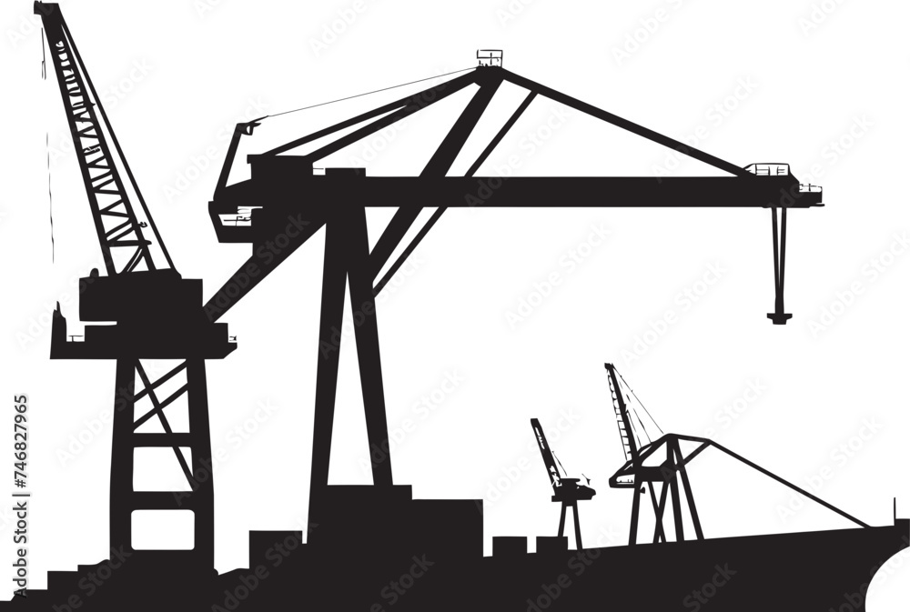 Dockside Cargo Handler Emblem Crane Vector Design Harbor Crane Logo ...