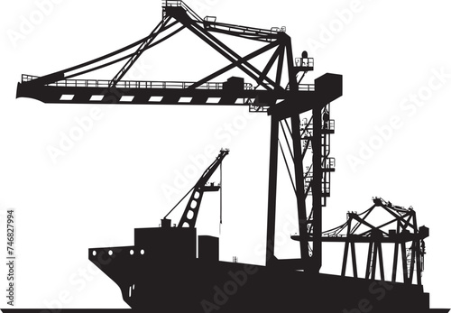 Industrial Shipping Hub Emblem Crane Vector Logo Wharfside Logistics Symbol Shipping Port Crane Design