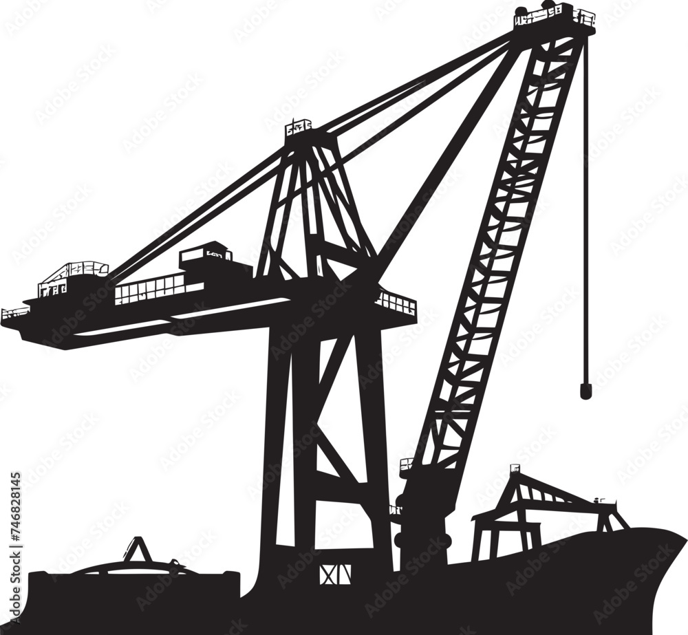 Container Handling Terminal Symbol Shipping Port Crane Design Wharfside Logistics Icon Crane Vector Graphics Container Handling Terminal Symbol Shipping Port Crane Design Wharfside Logistics Icon Crane Vector Graphics