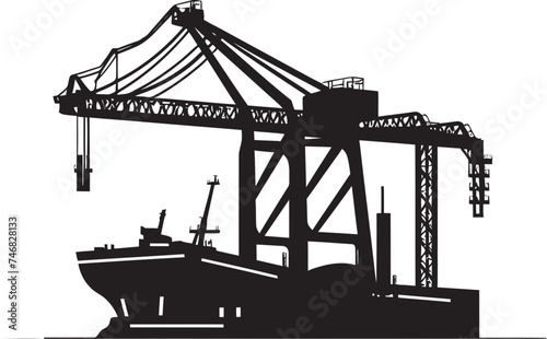Maritime Crane Silhouette Crane Vector Logo Harbor Infrastructure Badge Port Crane Graphics