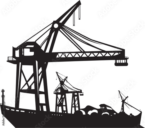 Harbor Operations Emblem Crane Vector Logo Industrial Dockyard Icon Port Crane Vector Graphic