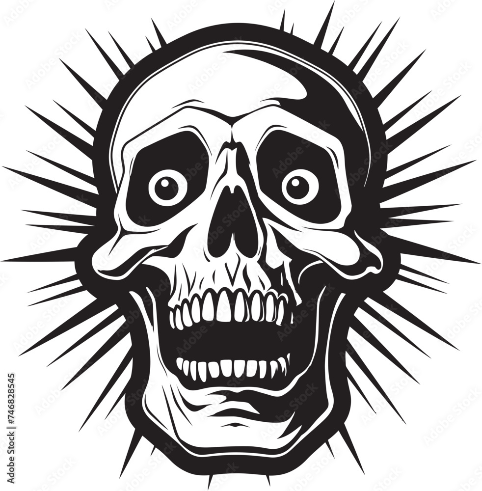 Fototapeta premium Haunting Surprise Badge Startled Skeleton Graphic Petrifying Skeletal Symbol Shocked Vector Design