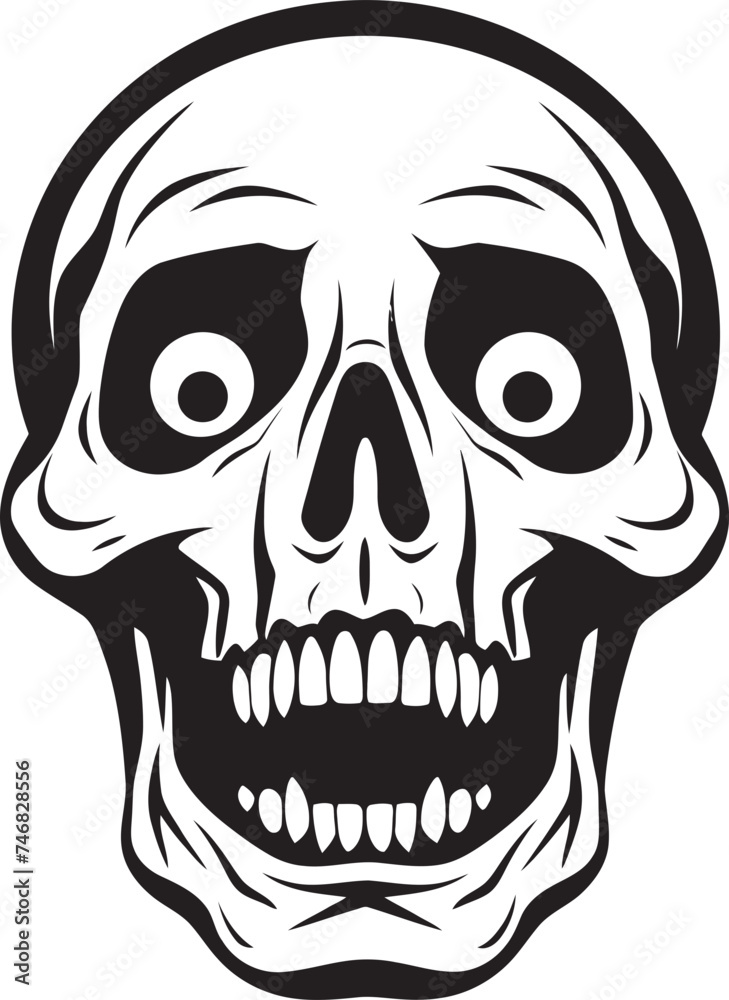 Fototapeta premium Frightening Skeleton Badge Startled Vector Emblem Chilling Surprise Symbol Shocked Skeleton Logo