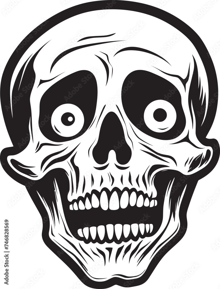 Bone Chilling Surprise Logo Shocked Skeleton Graphic Terrifying Skeletal Icon Startled Vector Design