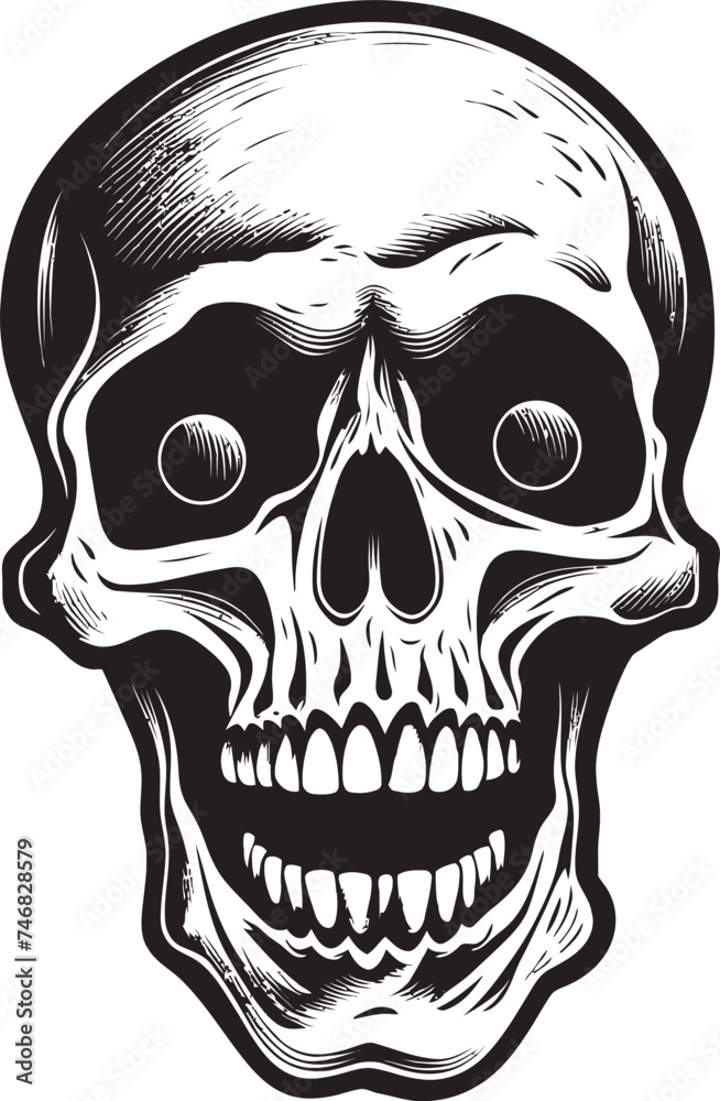 Fototapeta premium Terrifying Skeletal Icon Startled Vector Design Spooky Surprise Badge Shocked Skeleton Emblem