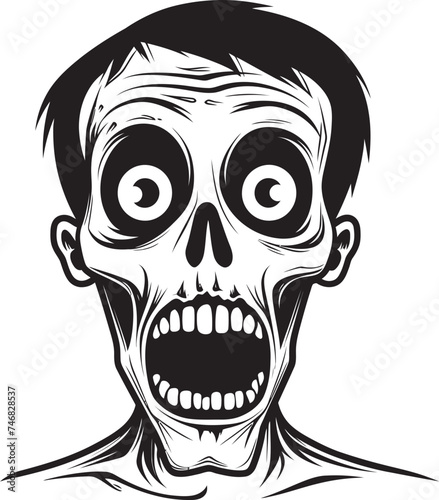 Dreadful Skeletal Icon Shocked Vector Logo Haunting Surprise Badge Startled Skeleton Graphic