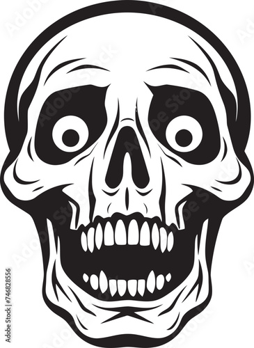 Frightening Skeleton Badge Startled Vector Emblem Chilling Surprise Symbol Shocked Skeleton Logo