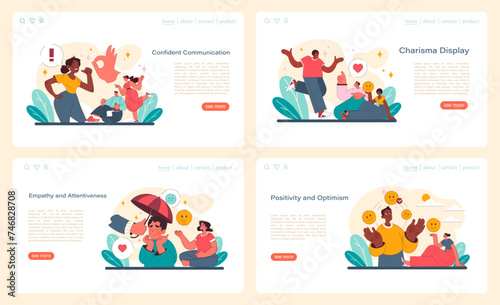 Rizz concept set. Artful compositions depicting confident communication
