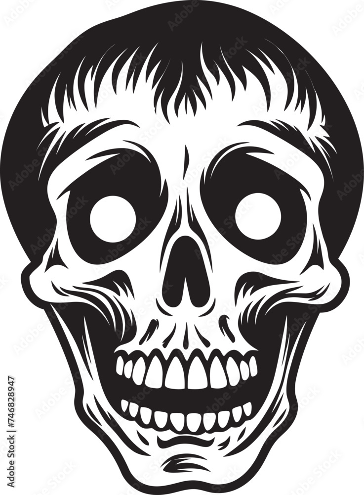 Fototapeta premium Surprised Bone Structure Emblem Petrifying Vector Logo Eerie Surprise Icon Startled Skeleton Vector Design