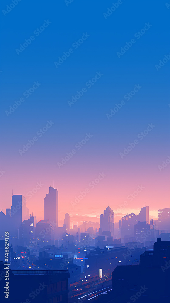 A city skyline at dawn Calmness atmospheric photo footage for TikTok, Instagram, Reels, Shorts