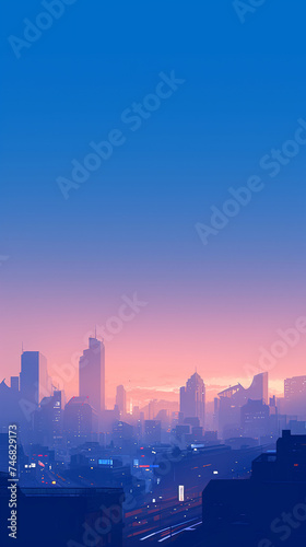 A city skyline at dawn Calmness atmospheric photo footage for TikTok, Instagram, Reels, Shorts