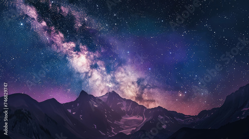 Creative design background in dark blue, black, yellow and pink. Galaxy or cosmic background of the night sky