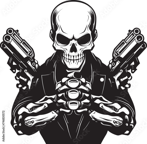 Skele Sniper Skeleton with Guns Graphic Rifle Rattler Skeleton Armed with Firearms Logo Design