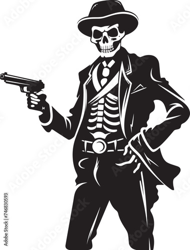 Pistol Paladin Gunslinging Skeleton Icon Bonefire Barrage Firearms Graphic Logo Design