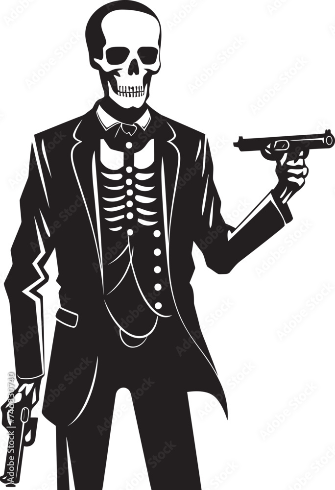 Skeletal Shootout Skeleton with Guns Vector Rifle Raiders Gunslinging Skeleton Icon Skeletal Shootout Skeleton with Guns Vector Rifle Raiders Gunslinging Skeleton Icon