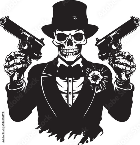 Skele Shot Squad Skeleton with Guns Vector Rifle Renegades Gunslinging Skeleton Icon photo