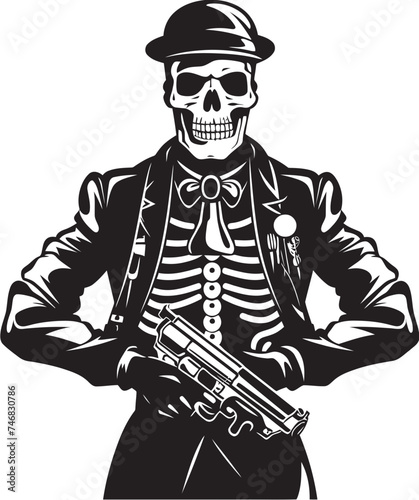 Rifle Raiders Gunslinging Skeleton Icon Skele Sniper Squadron Firearms Graphic Logo