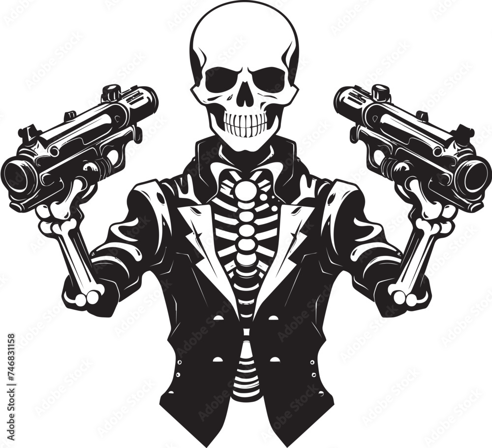 Pistol Skeleton Firearms Graphic Logo Design Skele Shoot Skeleton with Guns Icon Pistol Skeleton Firearms Graphic Logo Design Skele Shoot Skeleton with Guns Icon