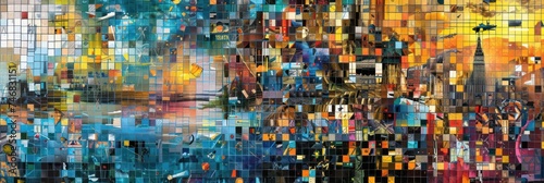 Mosaic collage of diverse life scenes in vivid colors