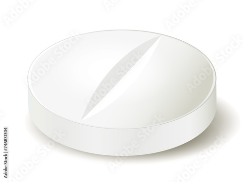 Tablette mit Kerbe, liegend und in weiß,
Vektor Illustration isoliert auf weißem Hintergrund
