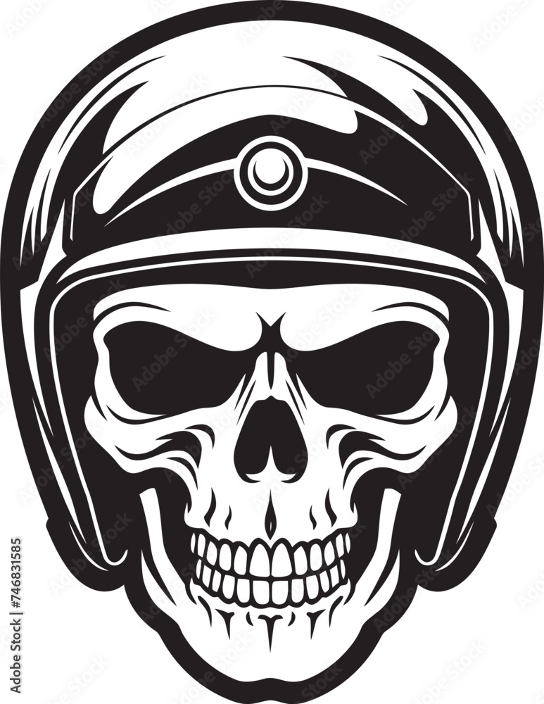 Fototapeta premium SkullHerald Vector Logo with Skull in Helmet HelmArmor Helmeted Skull Icon Graphic