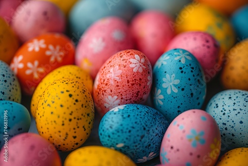 Colorful background of easter eggs collection, a lot of eggs, easter celebration