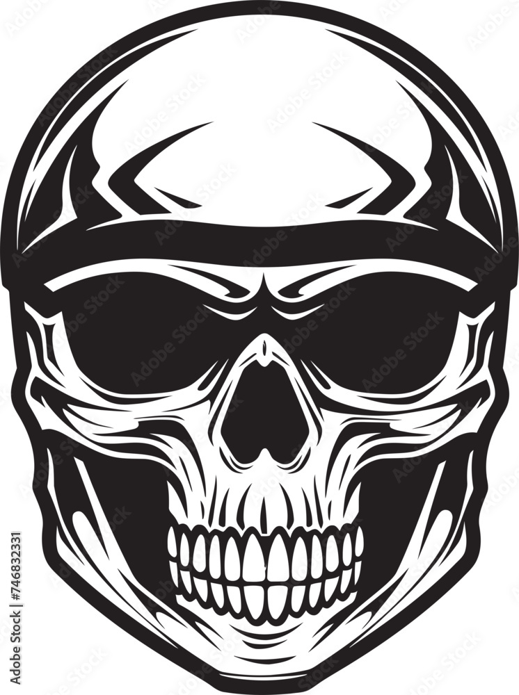 Fototapeta premium SkeleGuardian Vector Icon with Skull in Helmet BoneKnight Helmeted Skull Logo Design