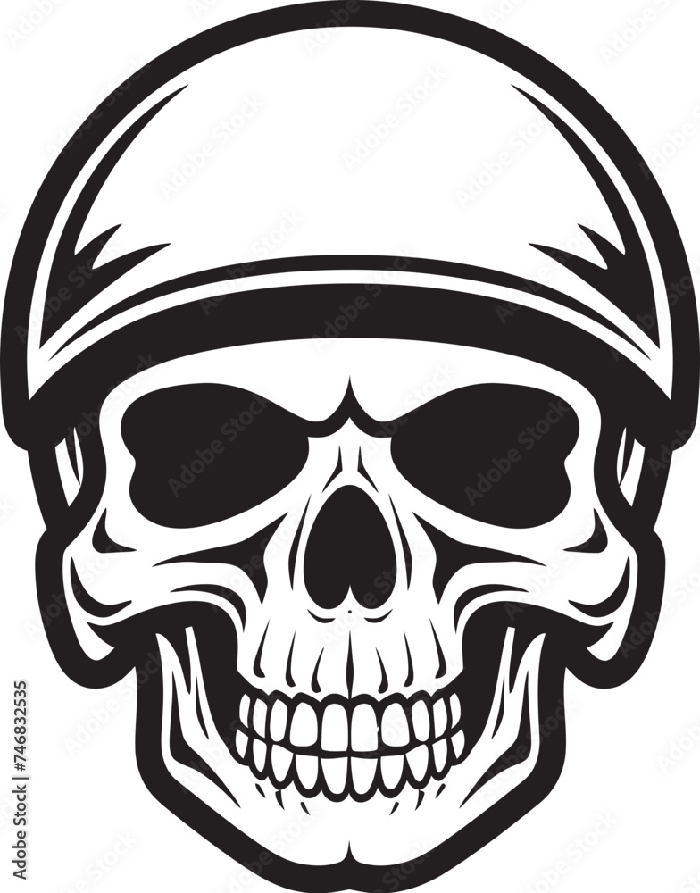 Fototapeta premium HelmKnight Skull Wearing Helmet Icon Design SkeleSentinel Vector Icon with Helmeted Skull