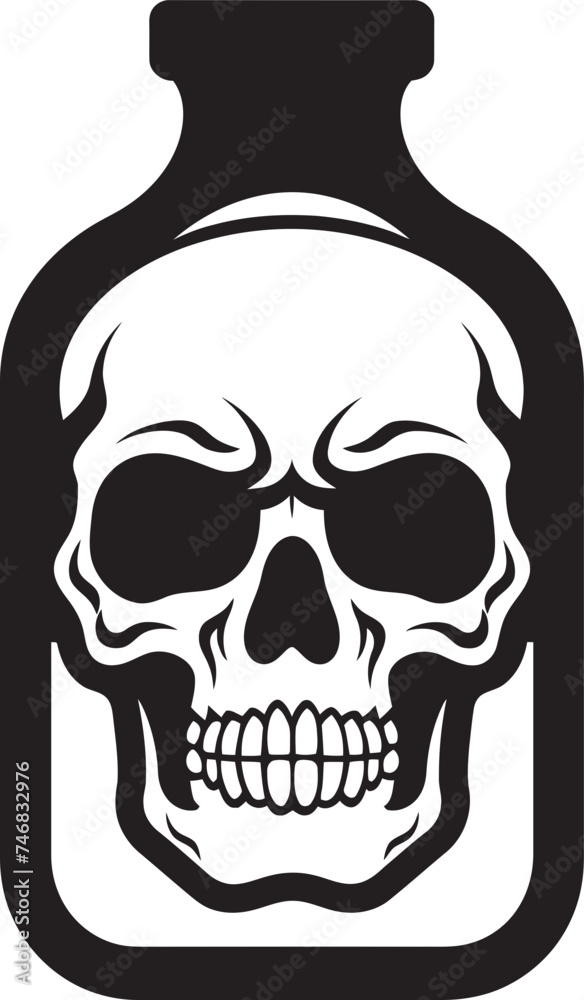 Fototapeta premium Skull Draught Skull in Bottle Graphic Icon Elixir Essence Bottle Contained Skull Logo