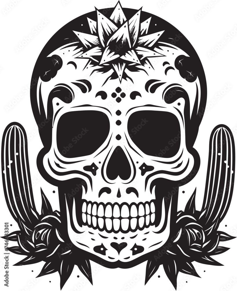 Thorny Terror Vector Icon of Skull with Cactus Spiked Sentinel Cactus and Skull Logo Design Thorny Terror Vector Icon of Skull with Cactus Spiked Sentinel Cactus and Skull Logo Design